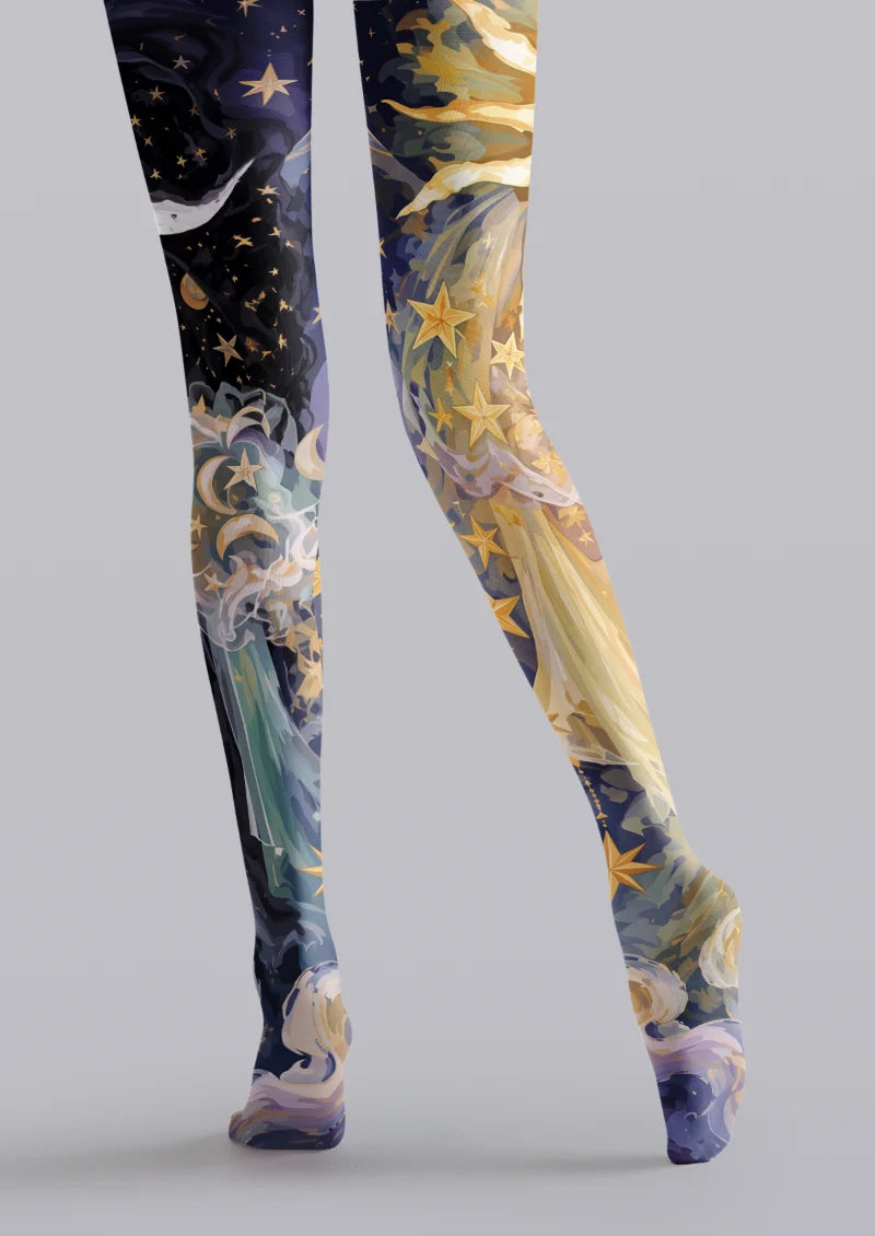 Multicolor Sun Moon Masquerade Tights