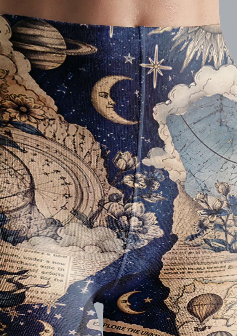 Navy Celestial Collage Tights