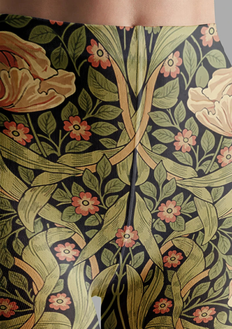 Green Leaf and Bloom Tights