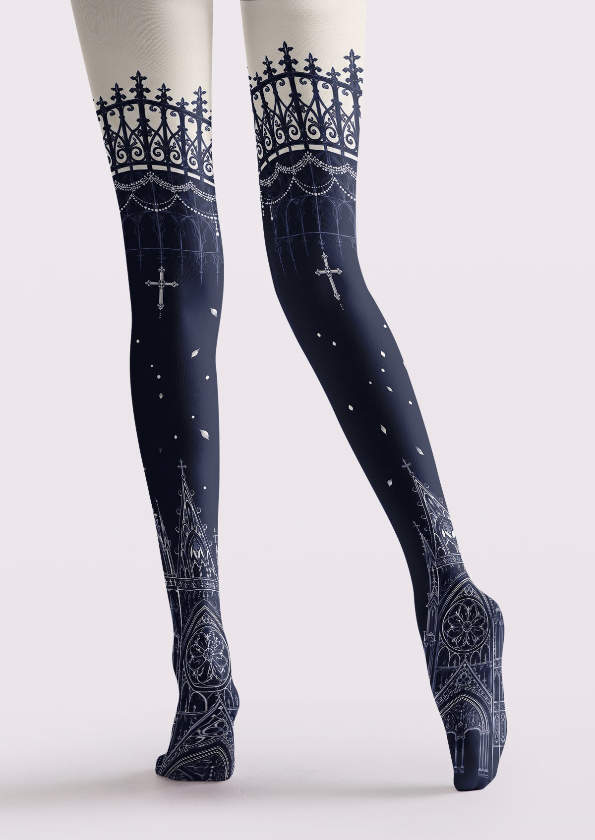 Navy Gothic Cathedral Tights