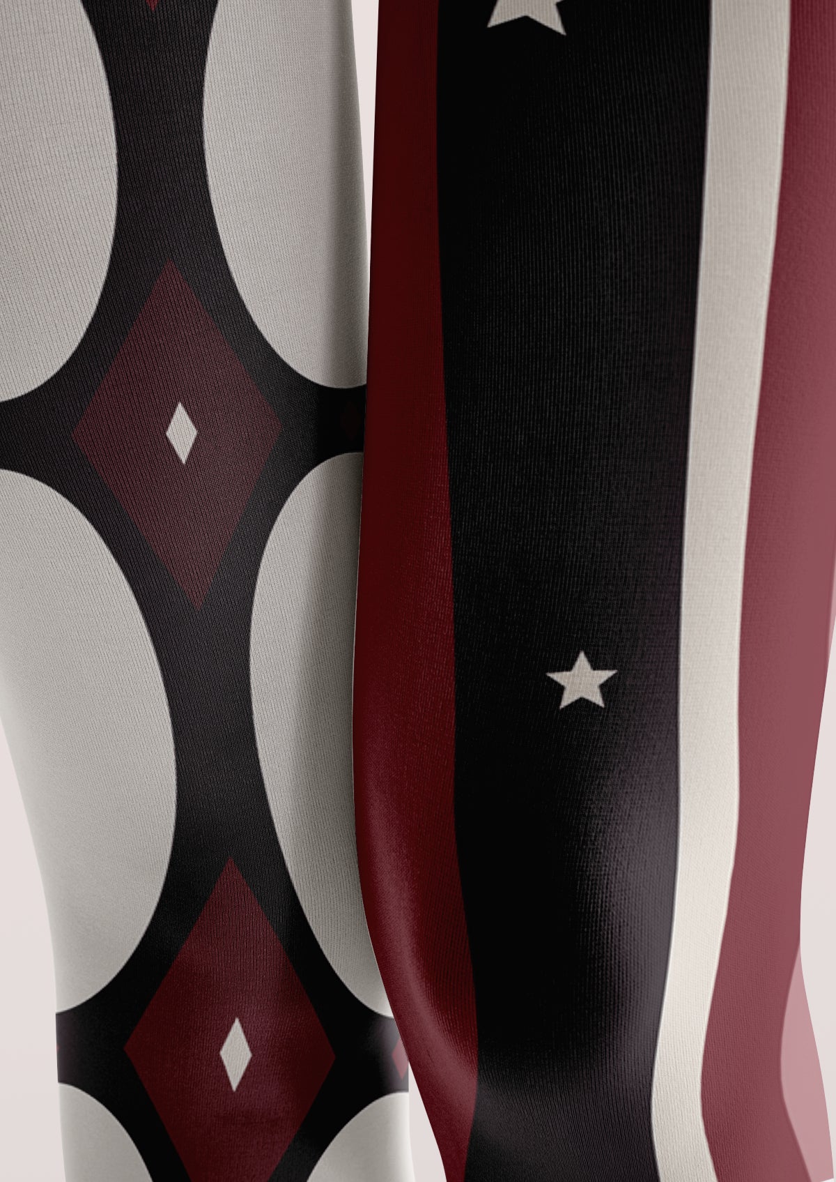 Black Geometric Stripe Tights