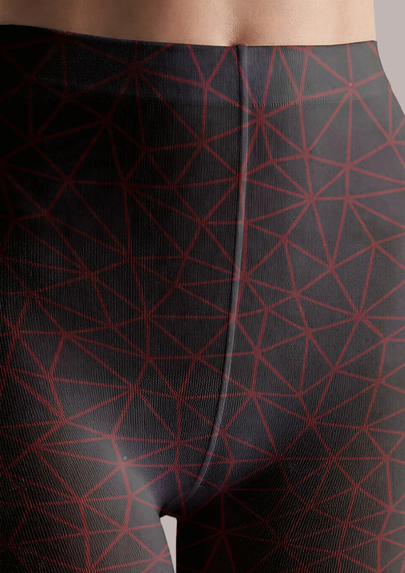 Black Red Angular Line Tights