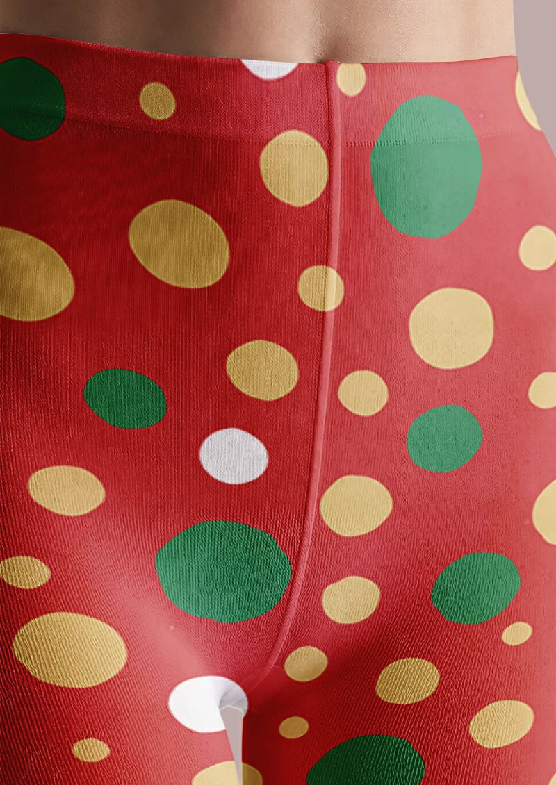 Red Mixed Polka Dot Tights
