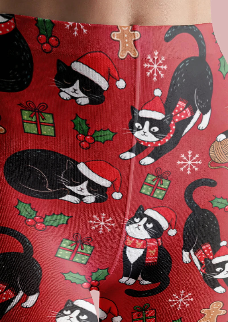 Red Christmas Cat Tights
