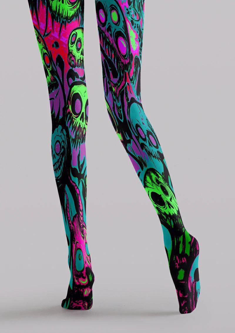 Black Neon Skull Tights