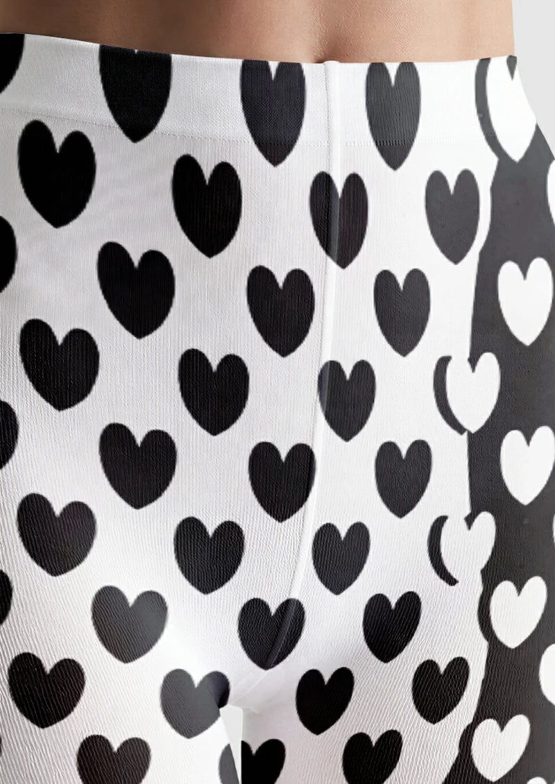 Black White Heart Tights
