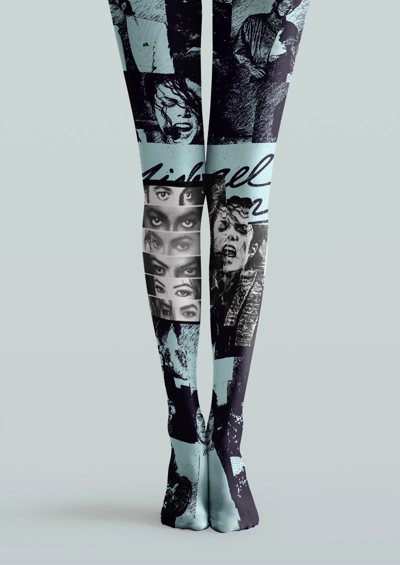 Michael Jackson Photo Collage Art Print Tights Hosiery Pantyhose