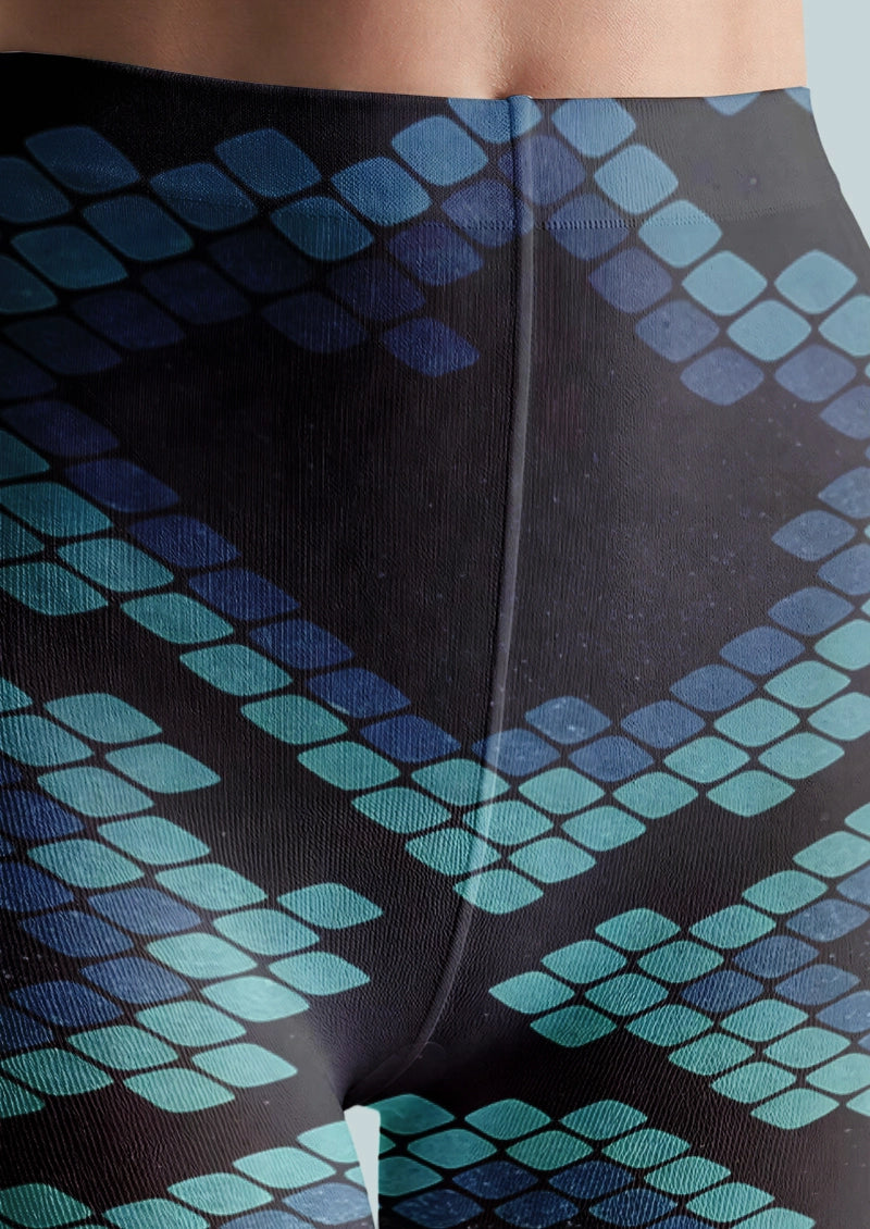 Blue Diamond Scale Animal Print Tights Hosiery Pantyhose