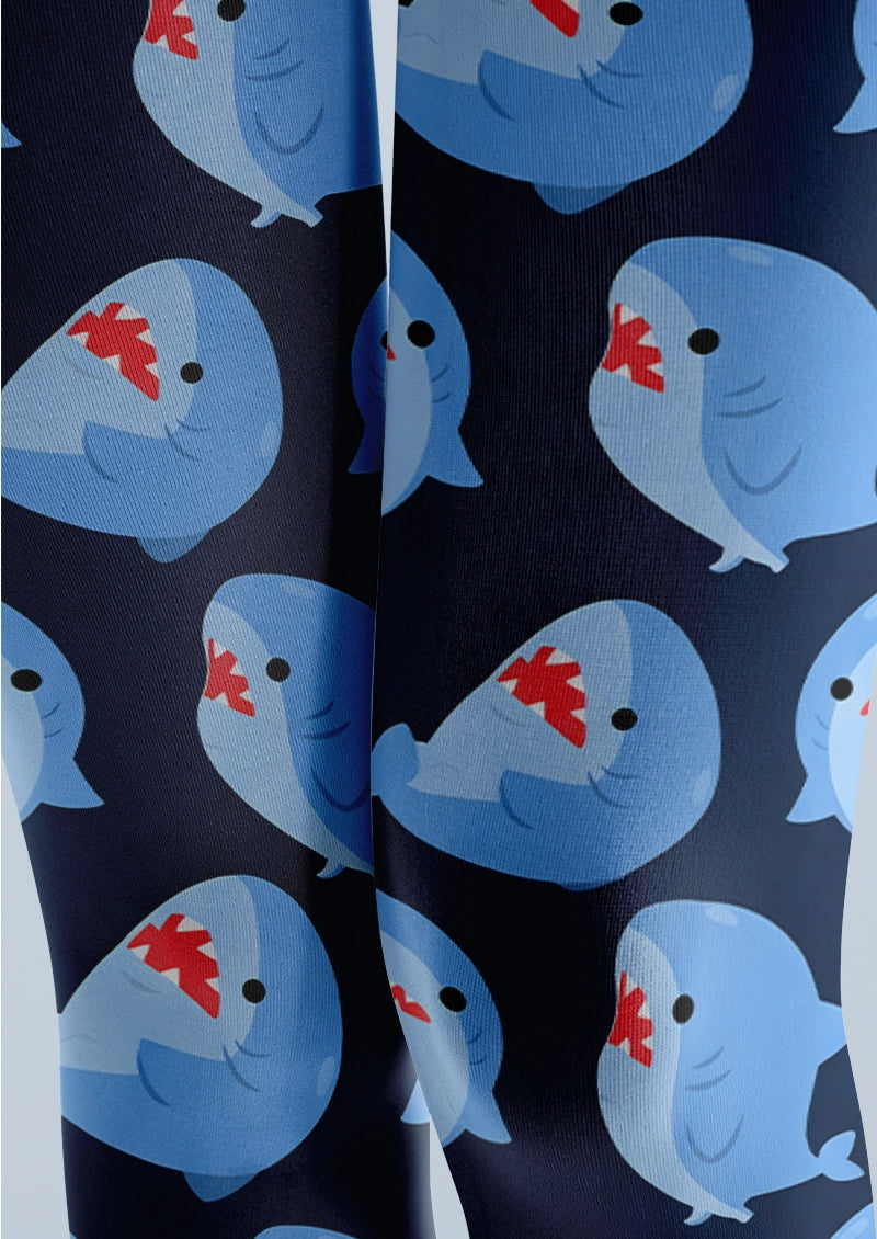Cute Shark Cartoon Ocean Print Tights Hosiery Pantyhose