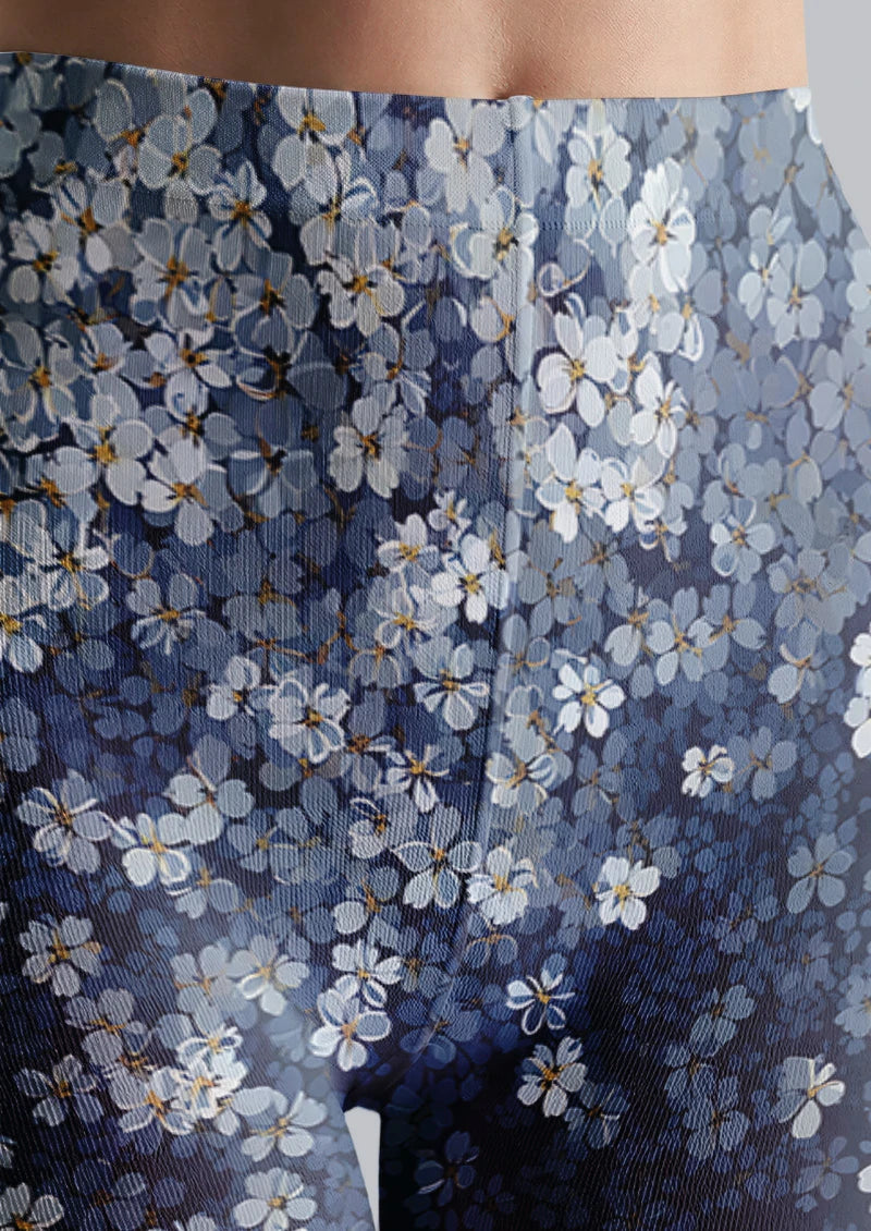 Midnight Blossom Gradient Floral Tights Hosiery Pantyhose