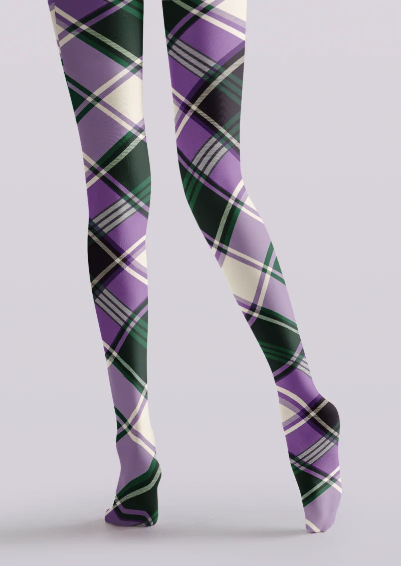 Purple Green Plaid Tights