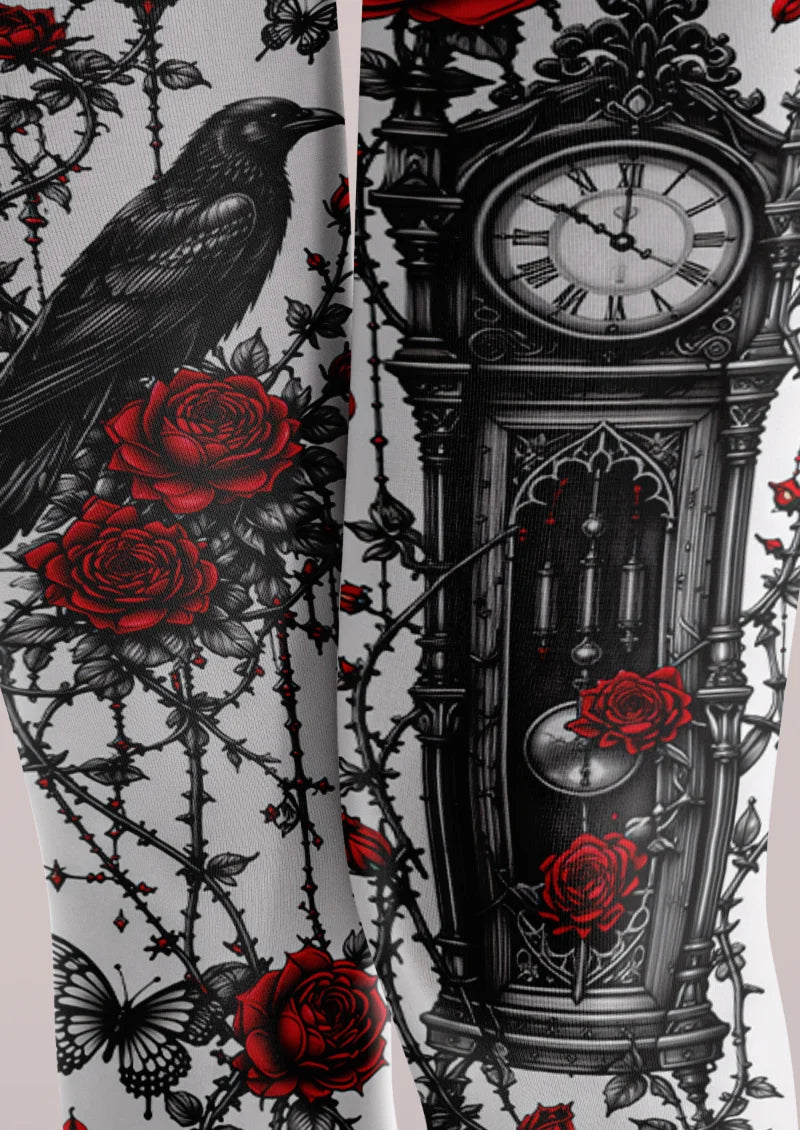 White Gothic Rose Tights