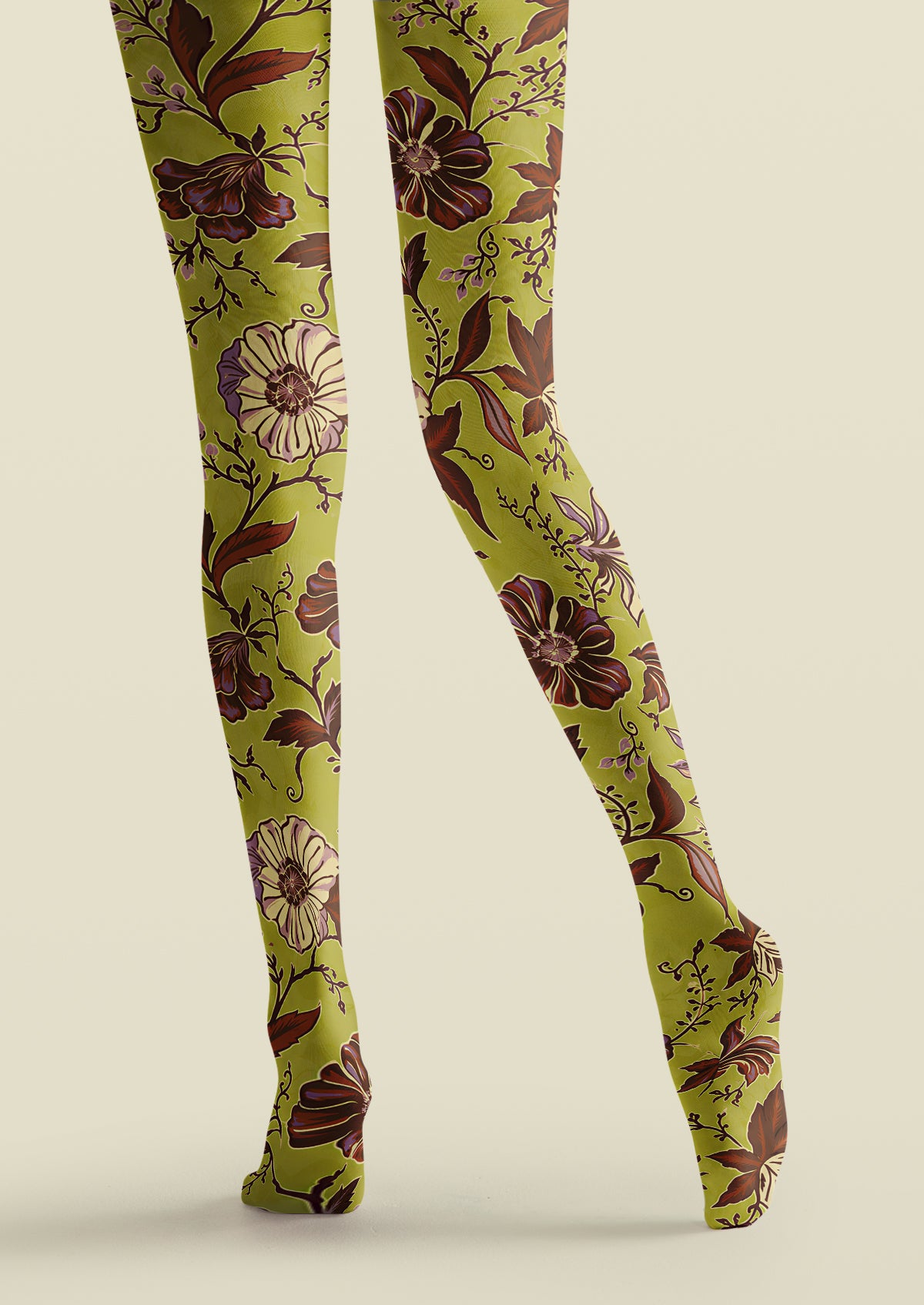 Green Floral Tights