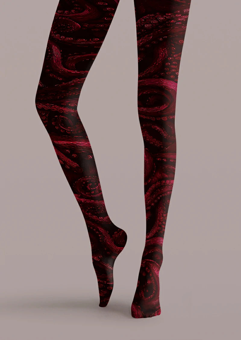 Black Red Octopus Tights