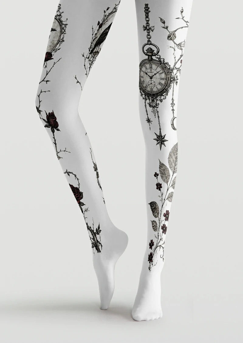 White Raven Clock Tights