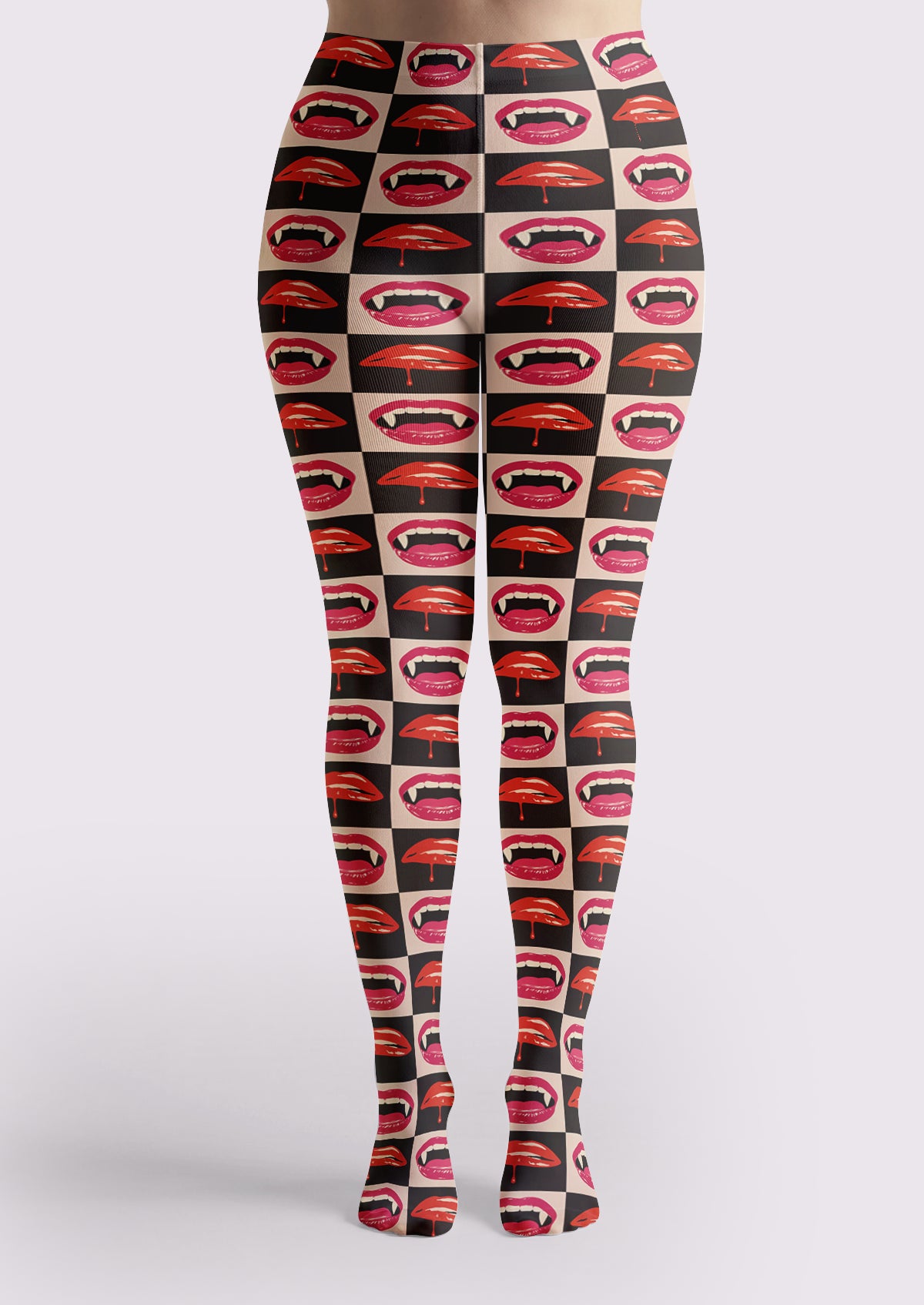 Black Lip Checker Tights