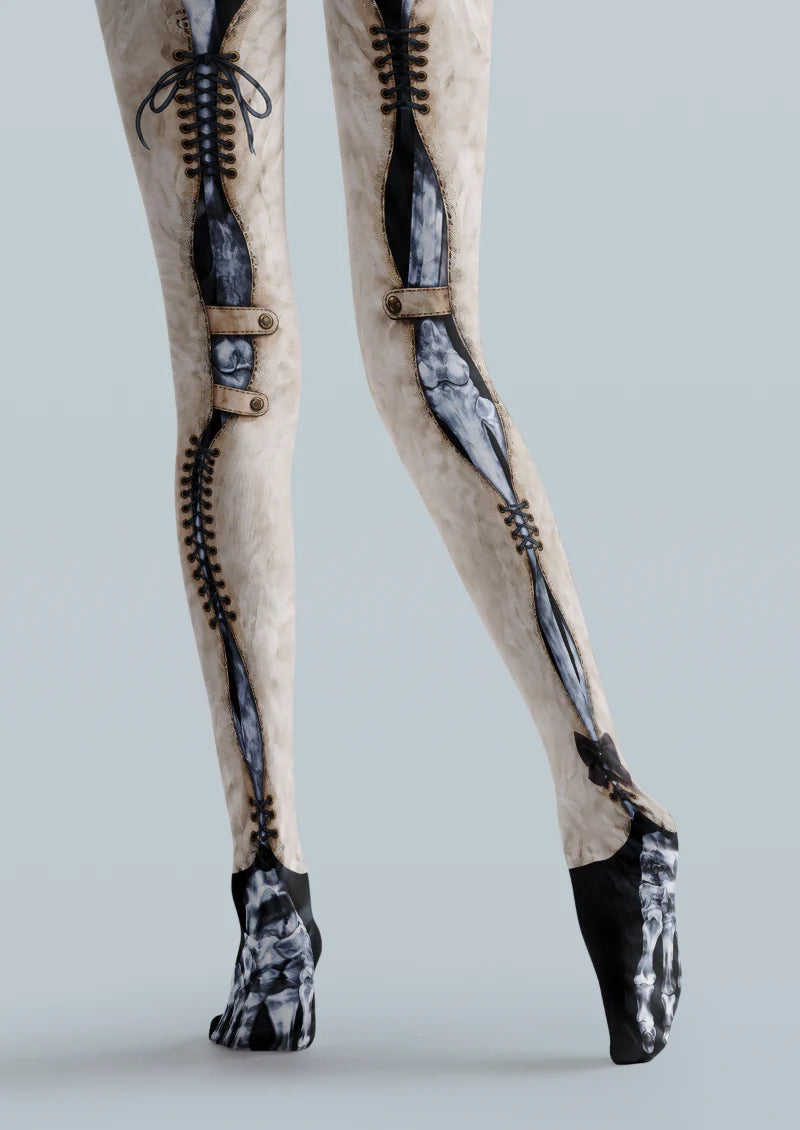 Beige Skeleton Tights