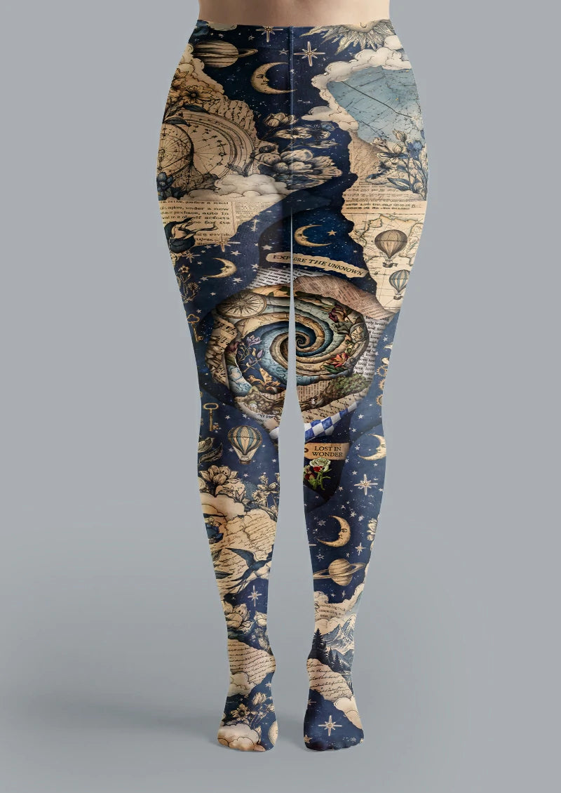 Navy Celestial Collage Tights