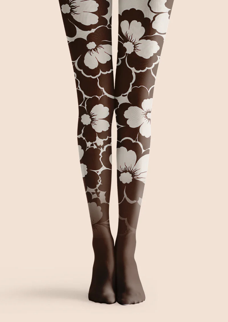 Brown Oversized Floral Tights
