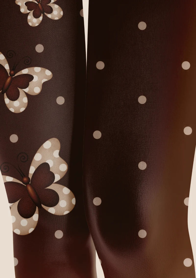 Brown Butterfly and Polka Dot Tights