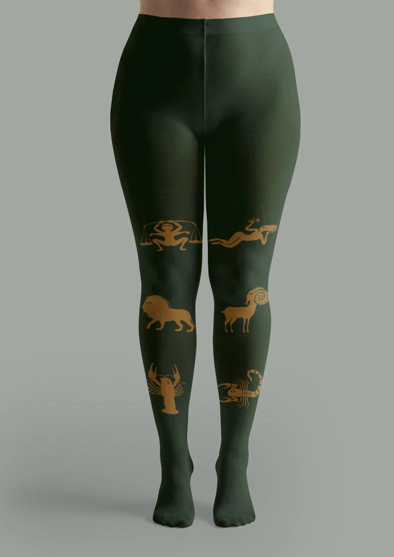 Emerald Zodiac Animal Graphic Tights Hosiery Pantyhose