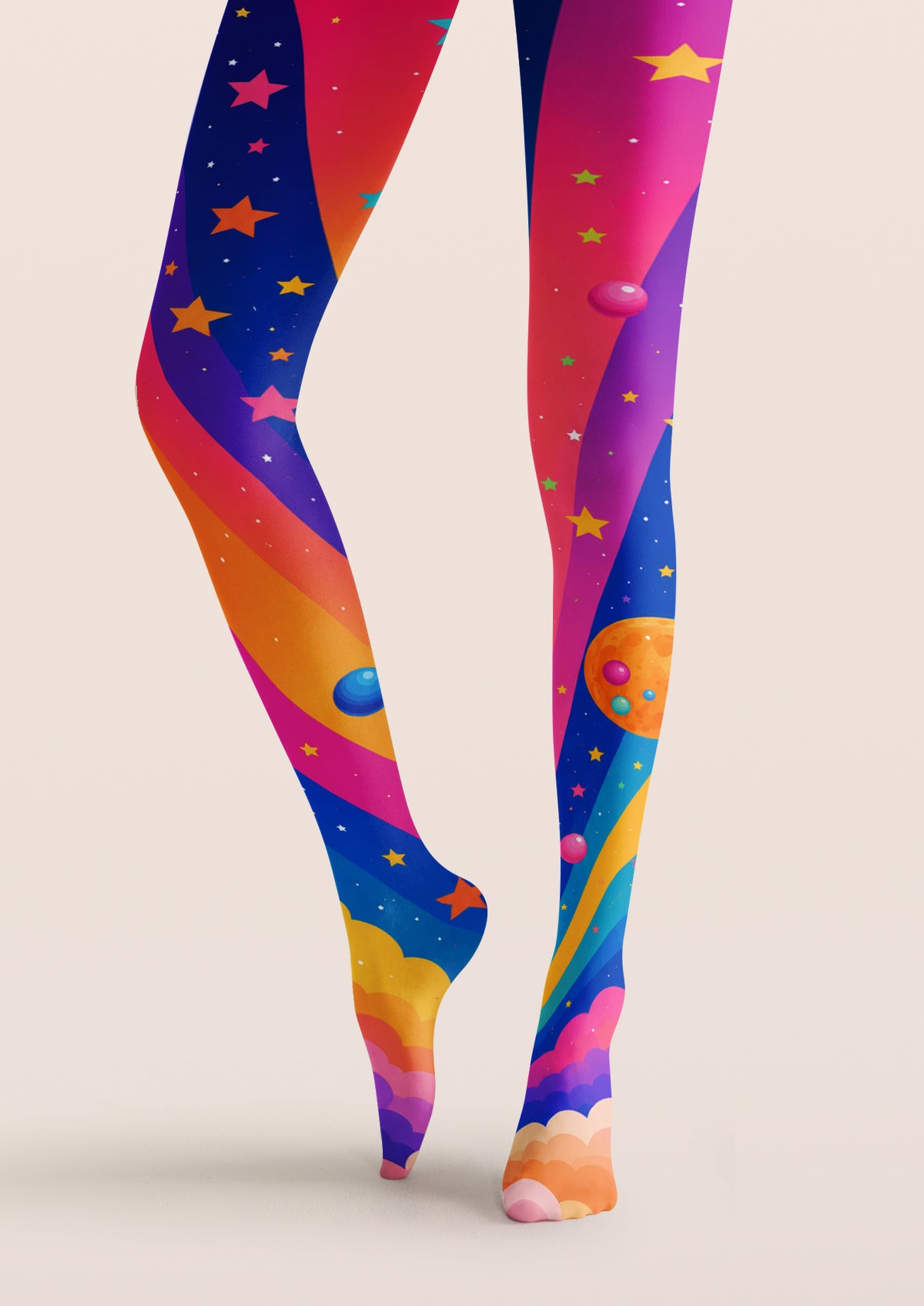 Rainbow Galaxy Star Print Tights Hosiery Pantyhose