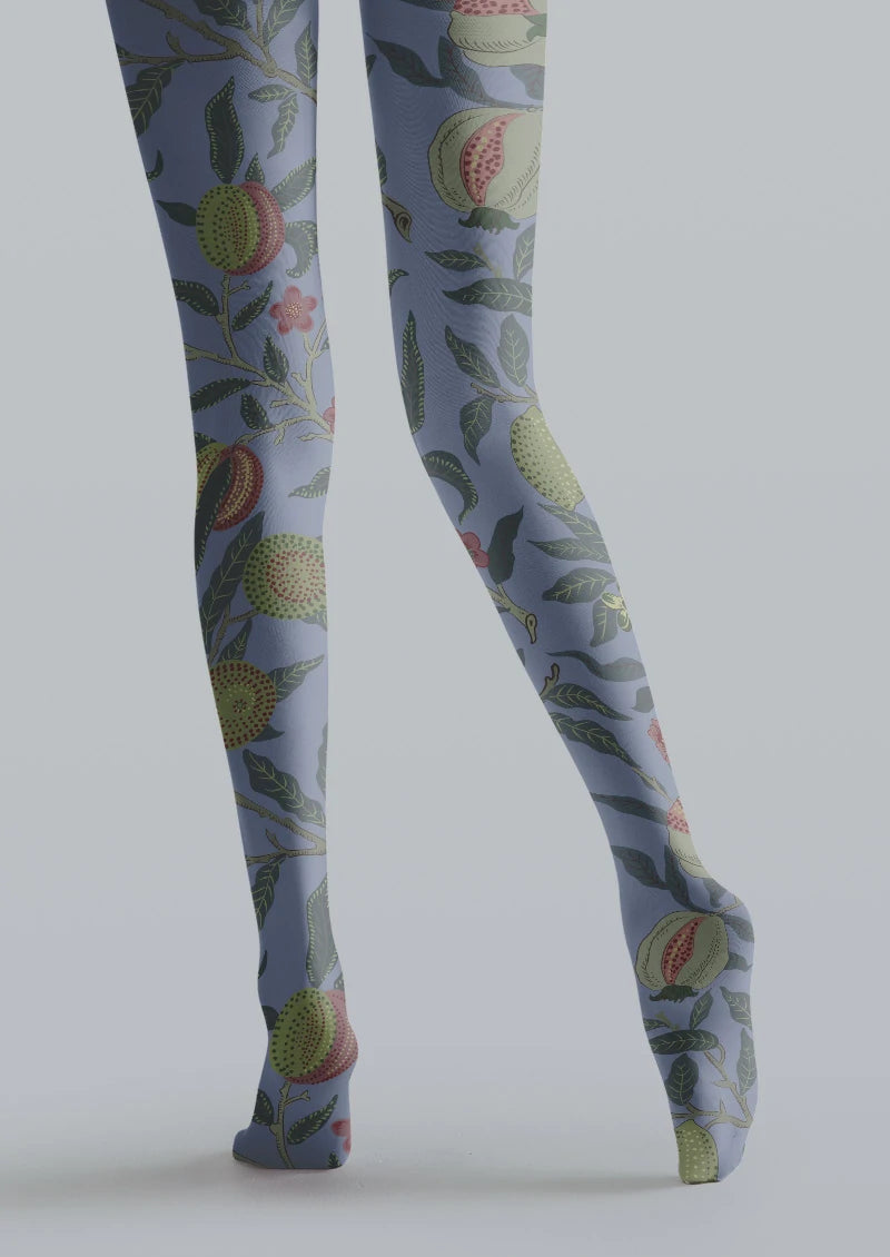 Blue Pomegranate Orchard Botanical Tights Hosiery Pantyhose