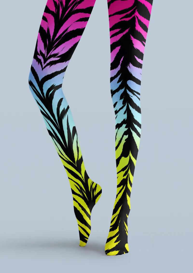 Black Gradient Zebra Tights