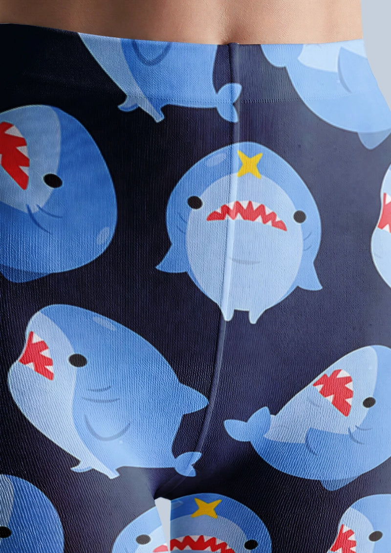 Cute Shark Cartoon Ocean Print Tights Hosiery Pantyhose