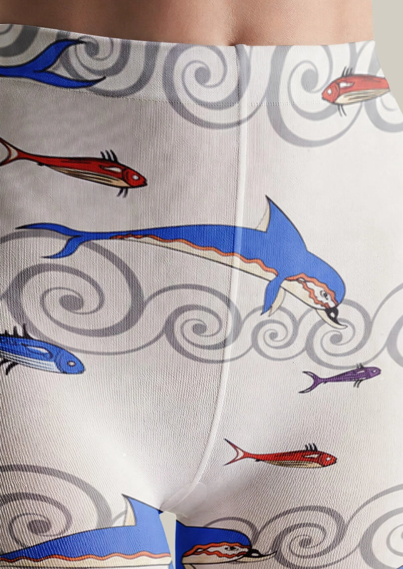 Ocean Fish Wave Print Tights Hosiery Pantyhose