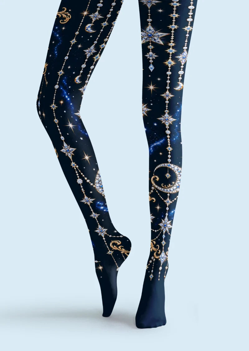 Navy Star and Moon Tights