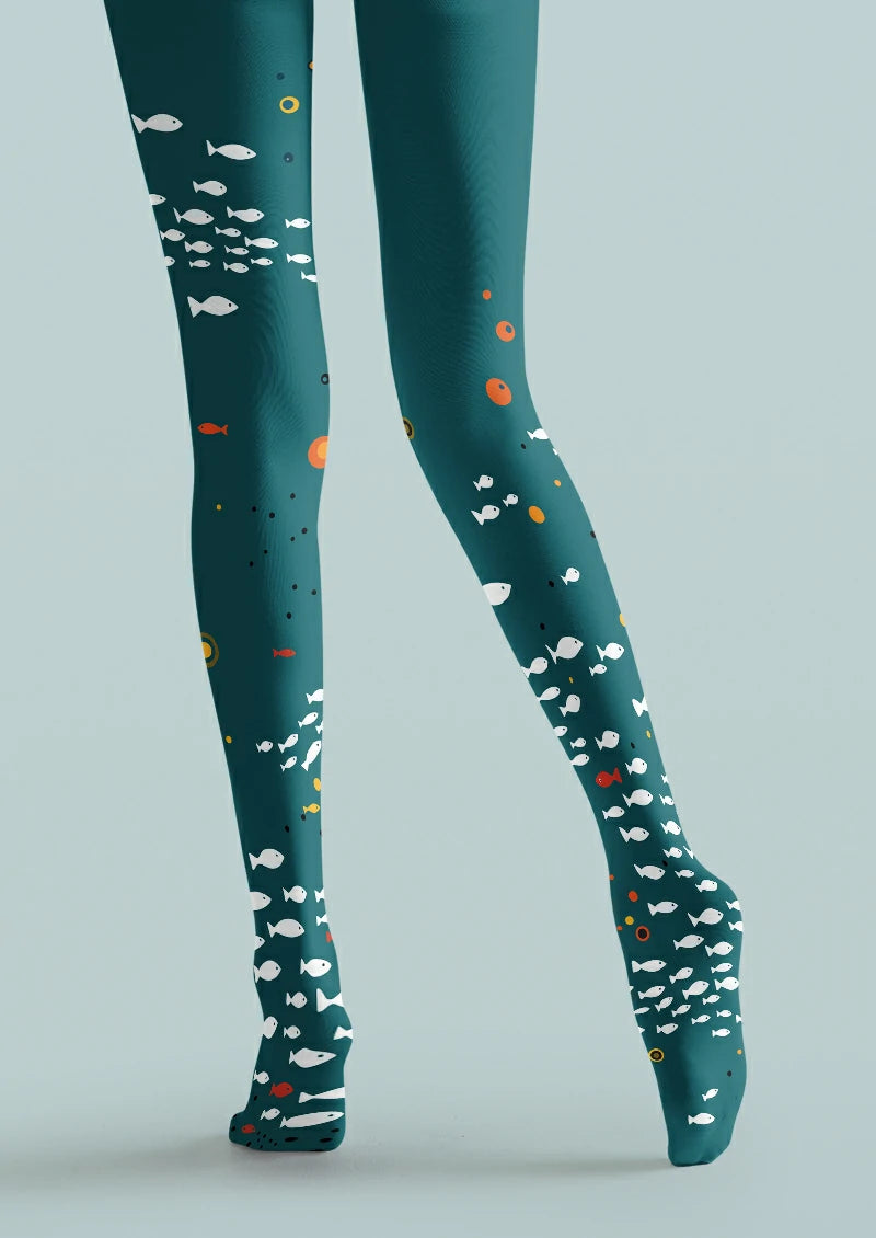 Blue School of Fish Tights