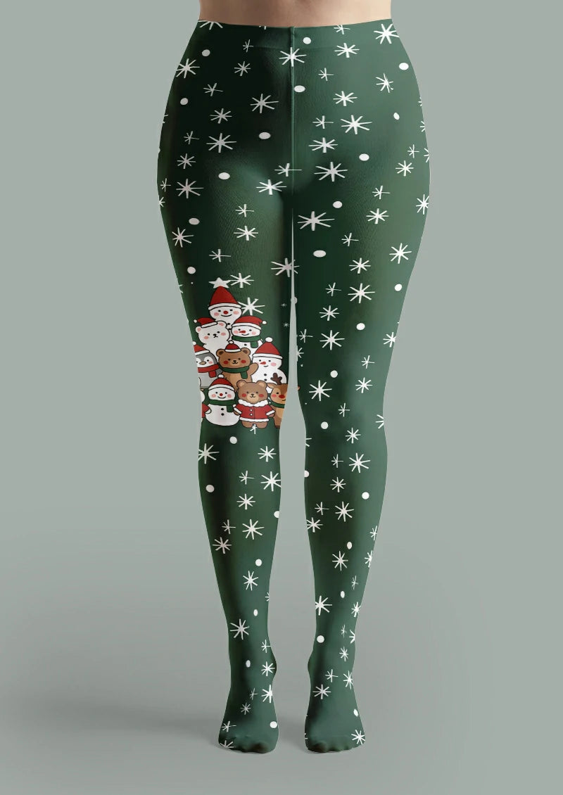 Green Snowman and Bear Tights