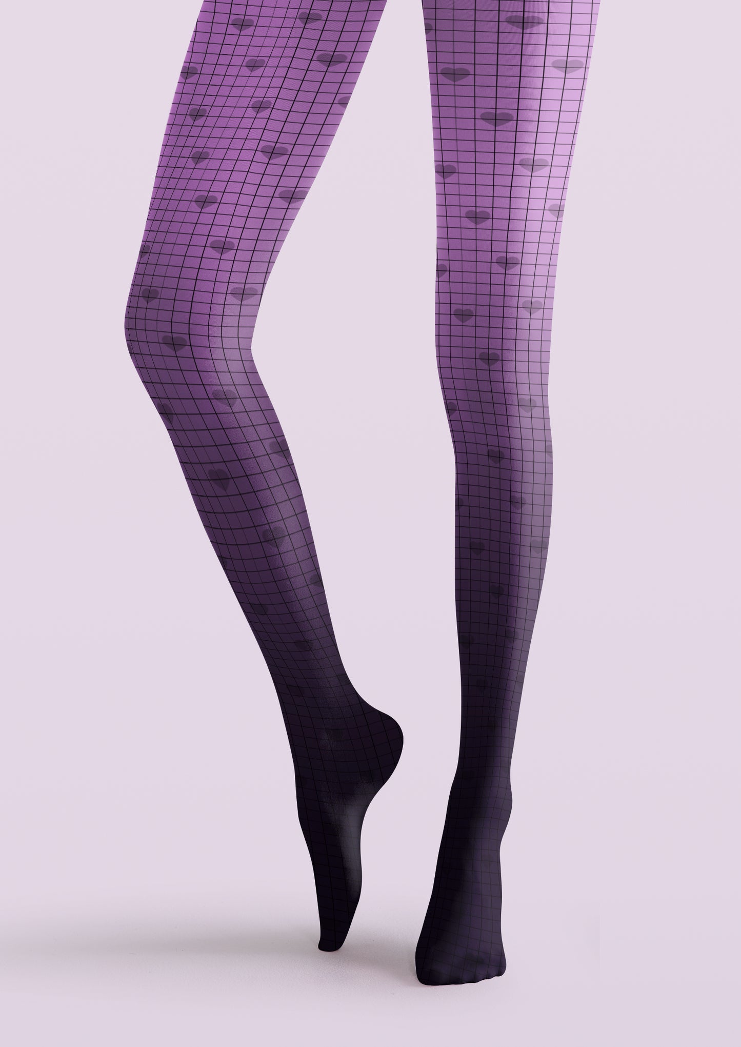Heart Grid Gradient Printed Tights Hosiery Pantyhose