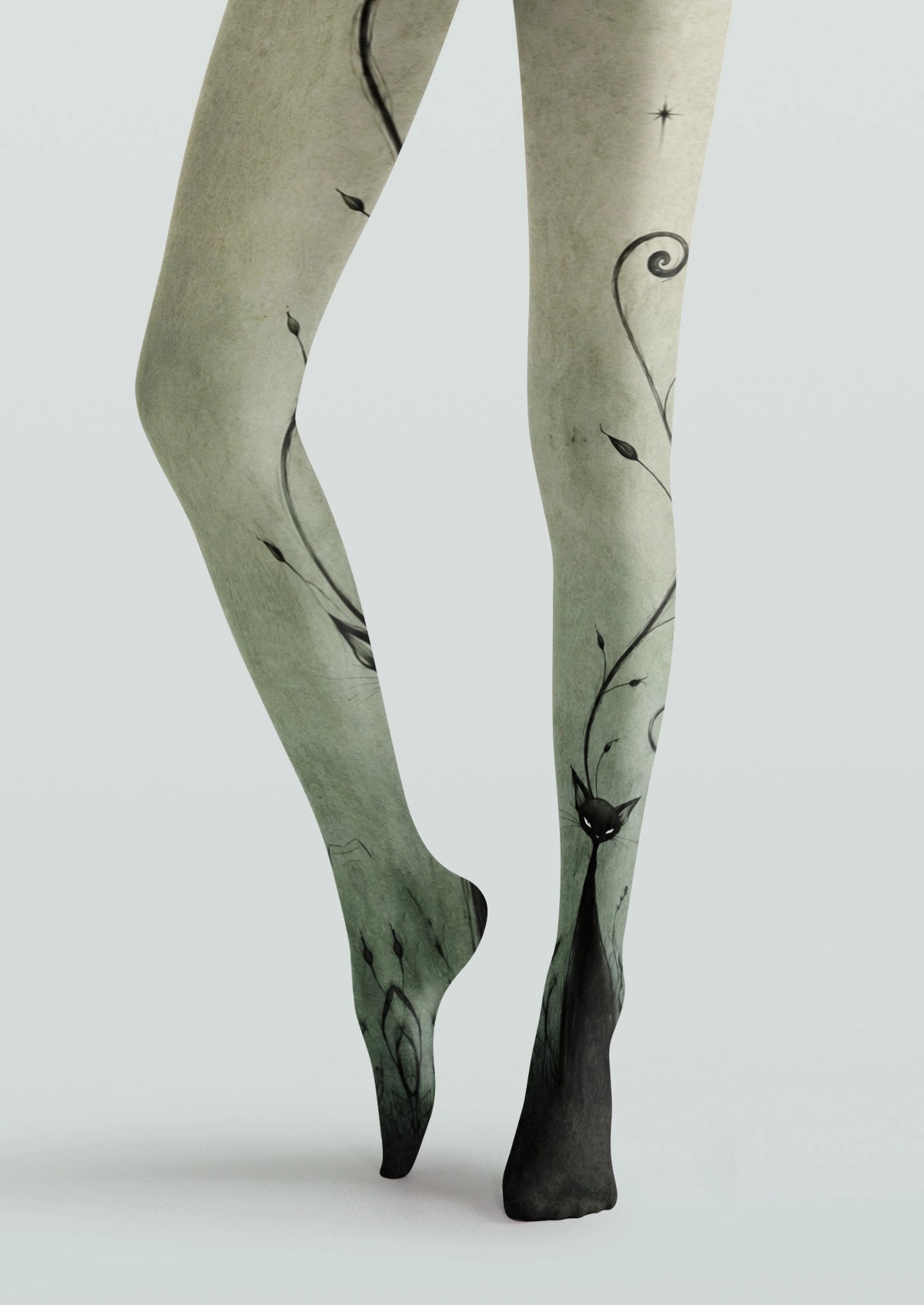 Green Cat Art Tights