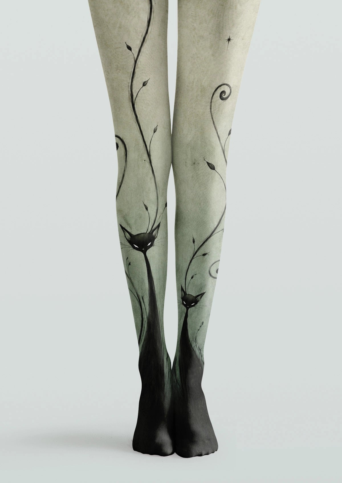 Green Cat Art Tights