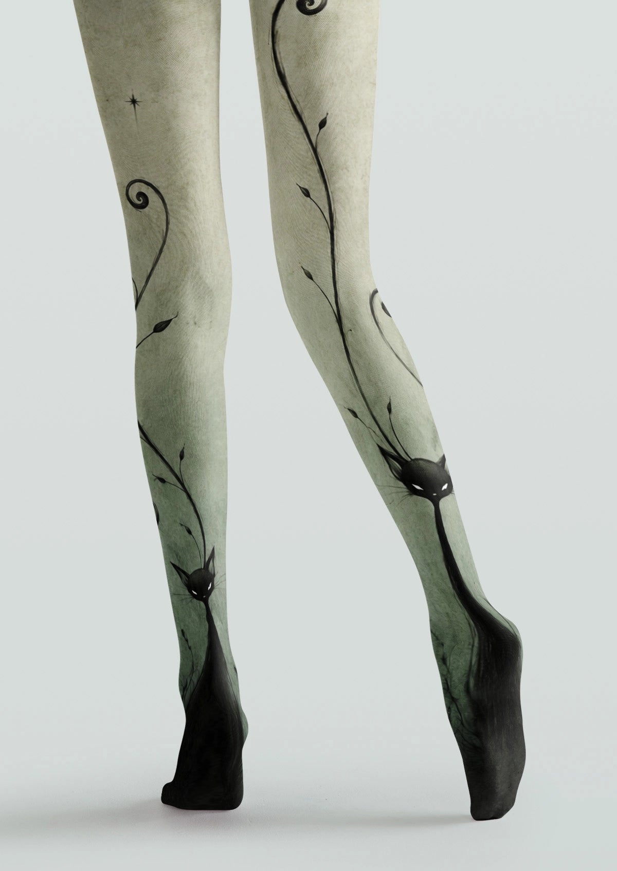 Green Cat Art Tights