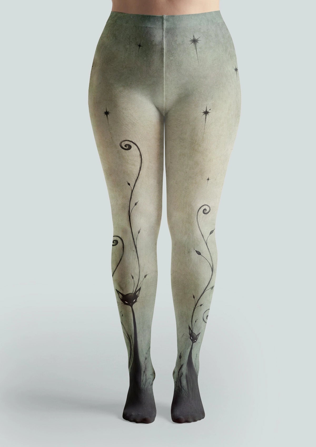 Green Cat Art Tights