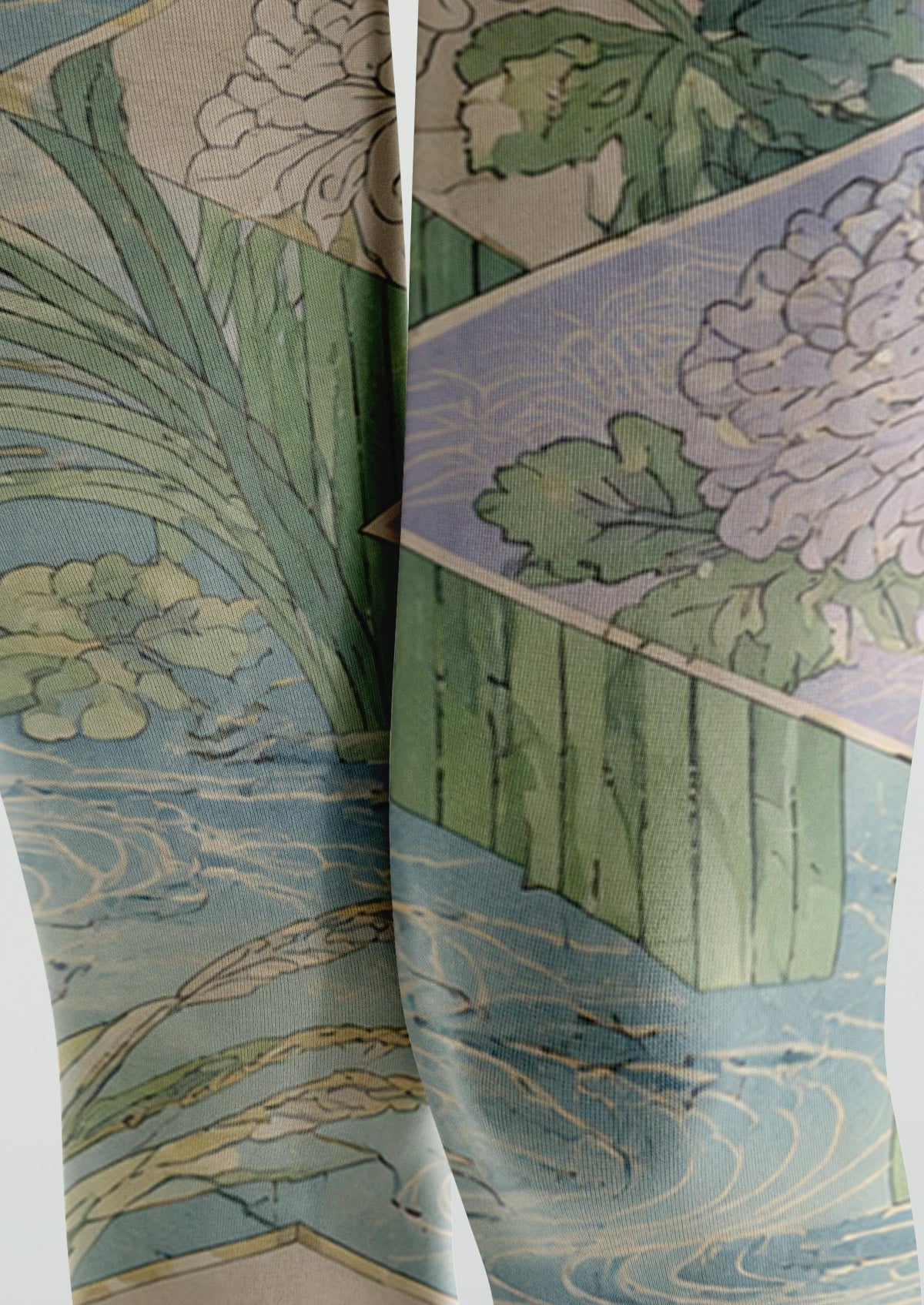 Paddy Field Fragrant Chrysanthemum Collage Tights