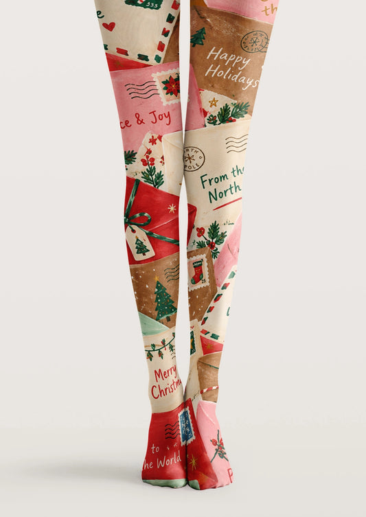 Multicolor Christmas Letters Tights