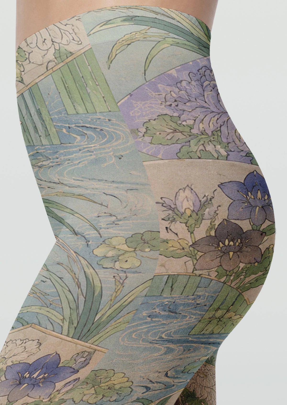 Paddy Field Fragrant Chrysanthemum Collage Tights
