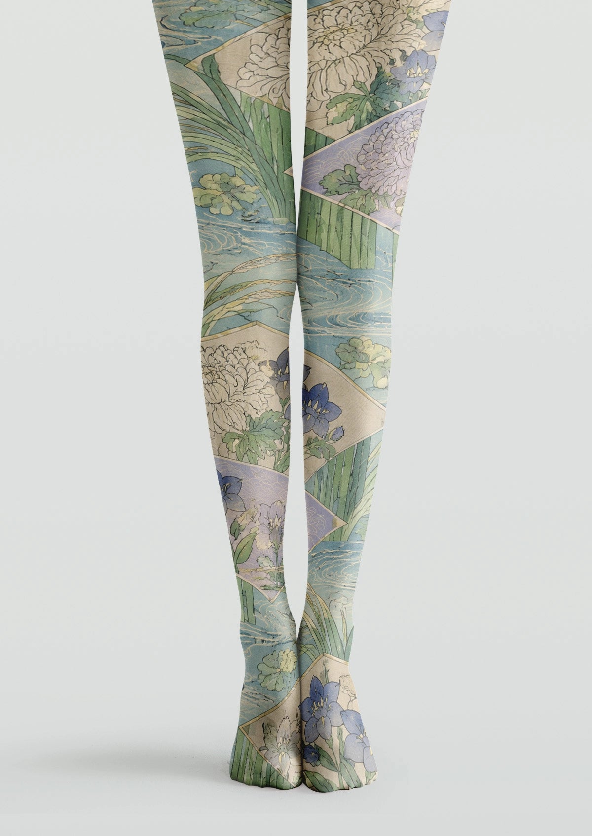 Paddy Field Fragrant Chrysanthemum Collage Tights