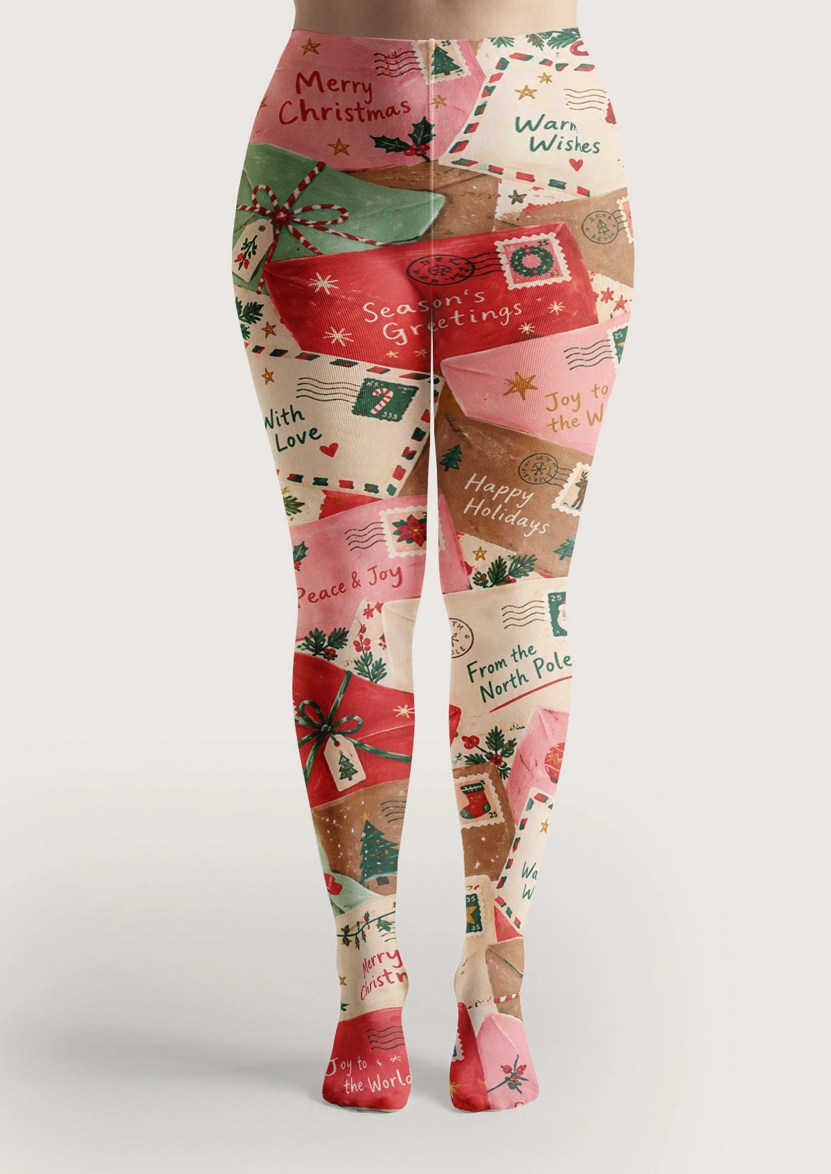 Multicolor Christmas Letters Tights