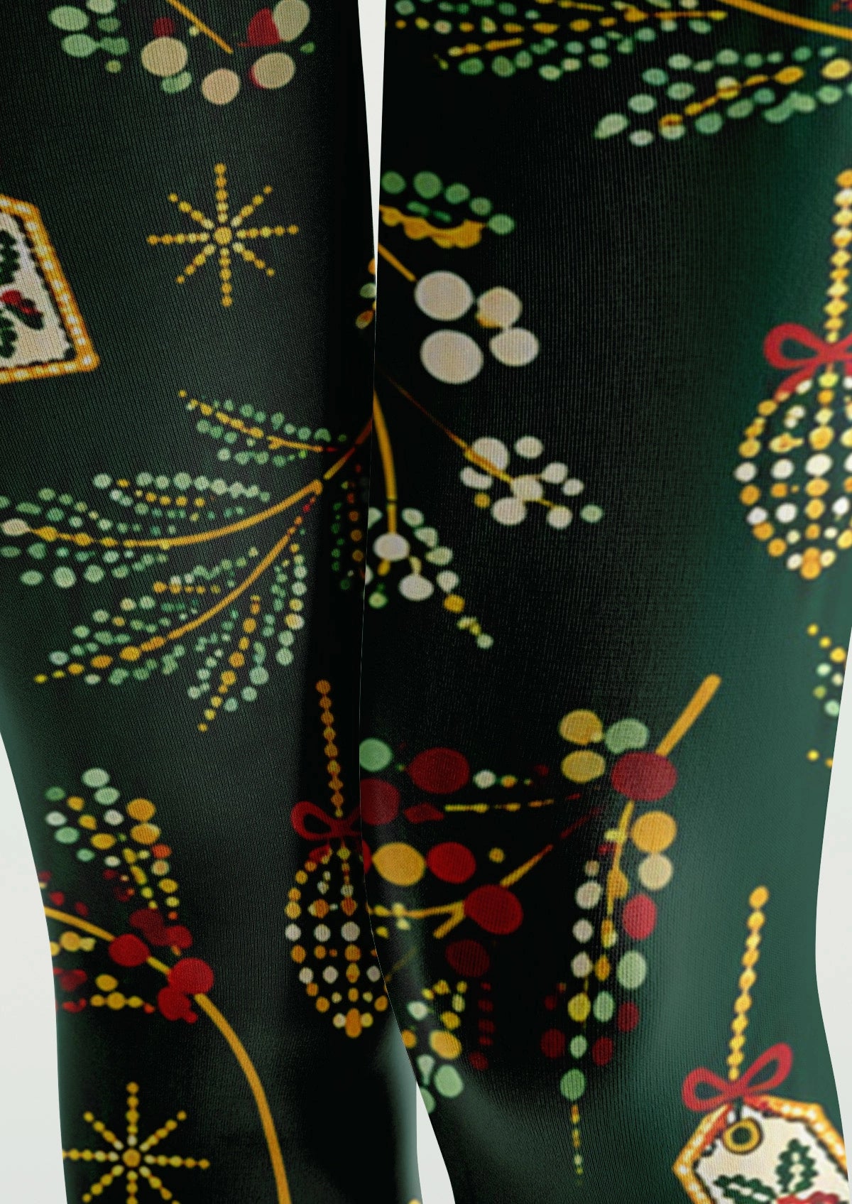 Green Christmas Polka-Dot Plant Tights