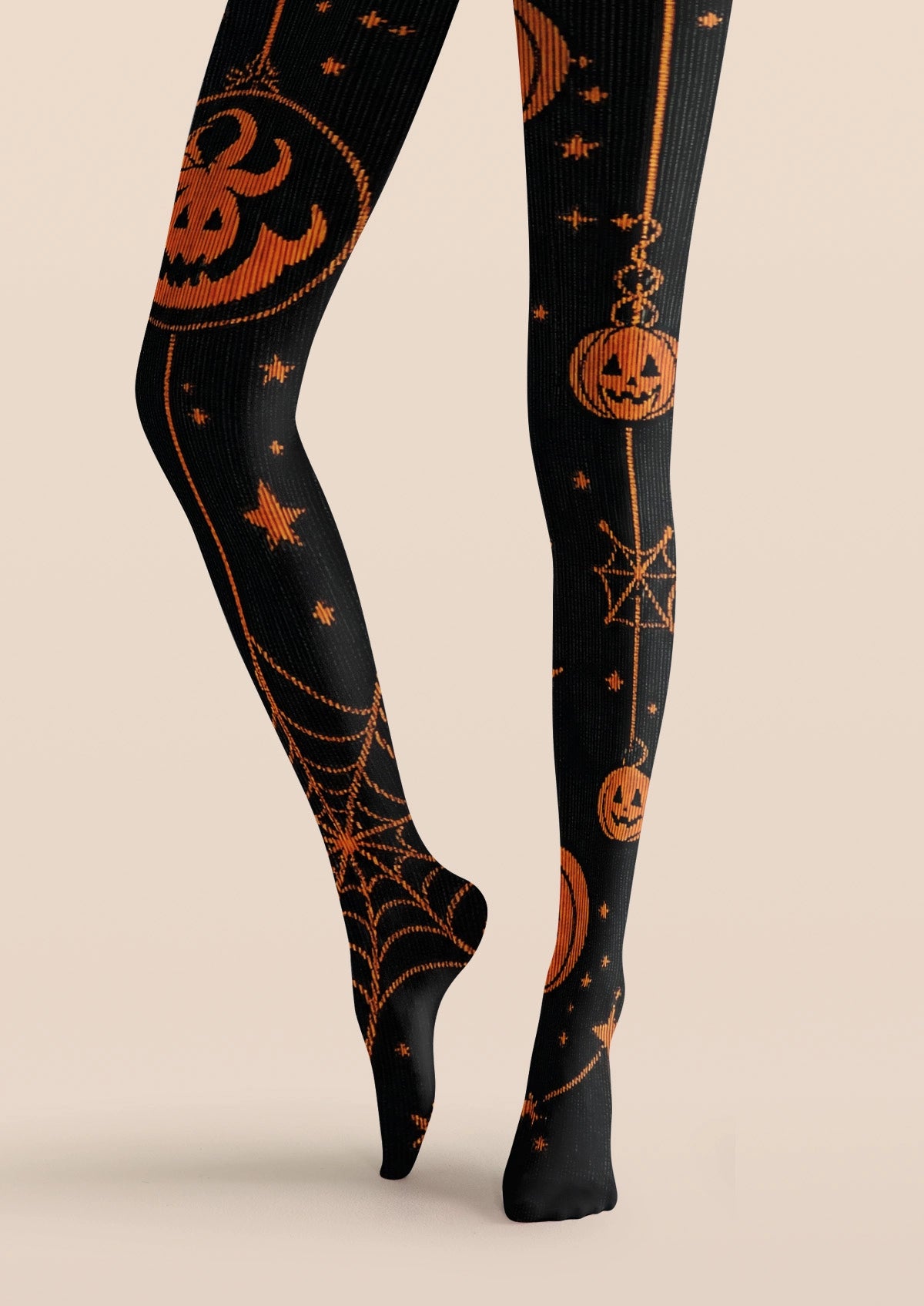 Orange Pumpkin Star Tights