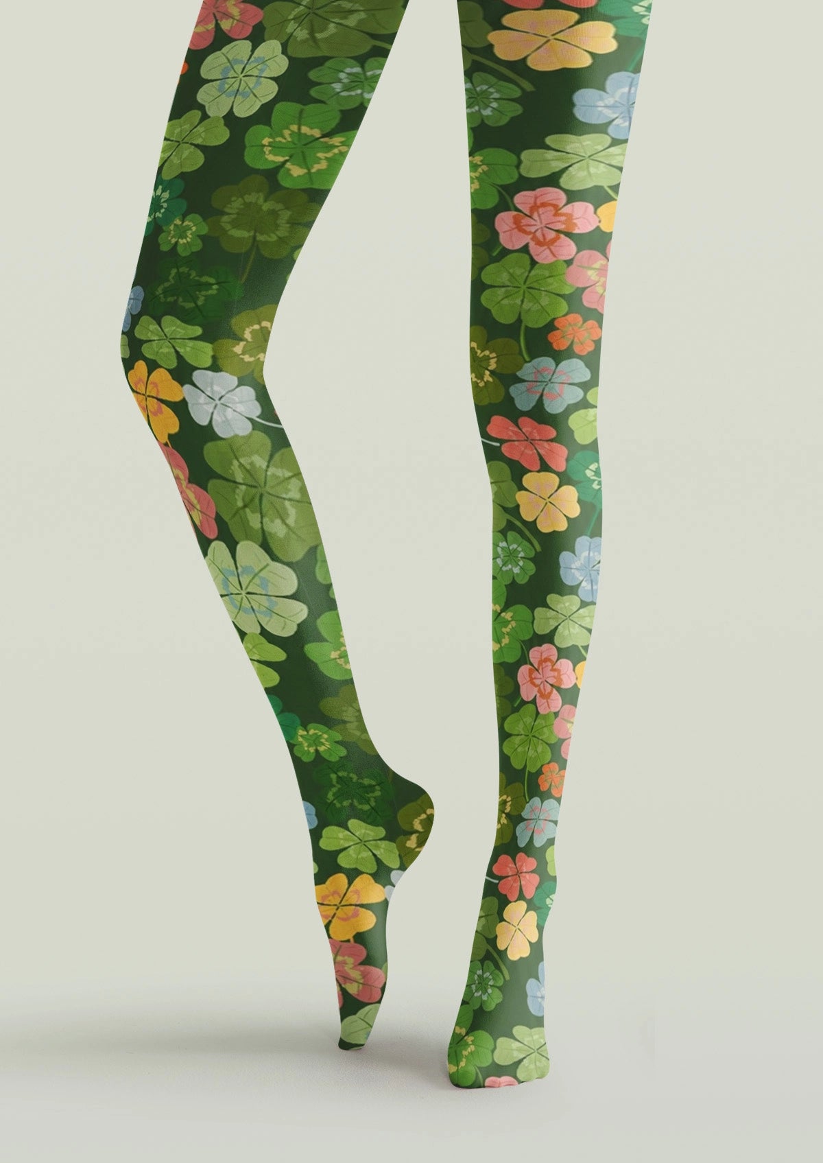 Multicolor Lucky Four-Leaf Clover Tights