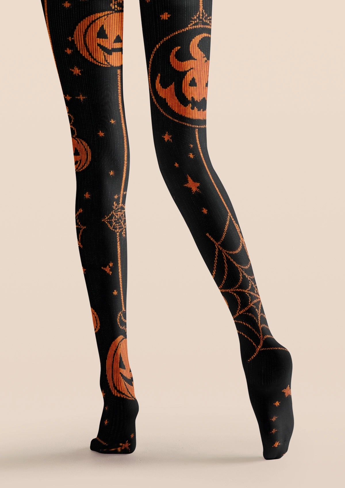 Orange Pumpkin Star Tights
