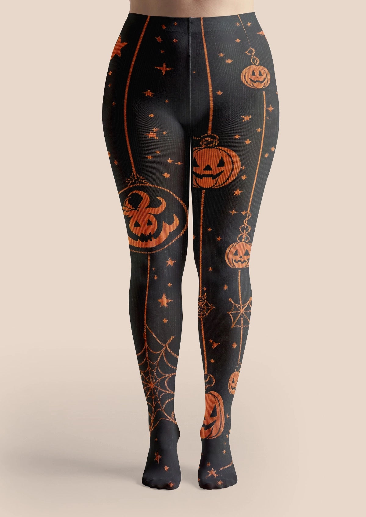 Orange Pumpkin Star Tights