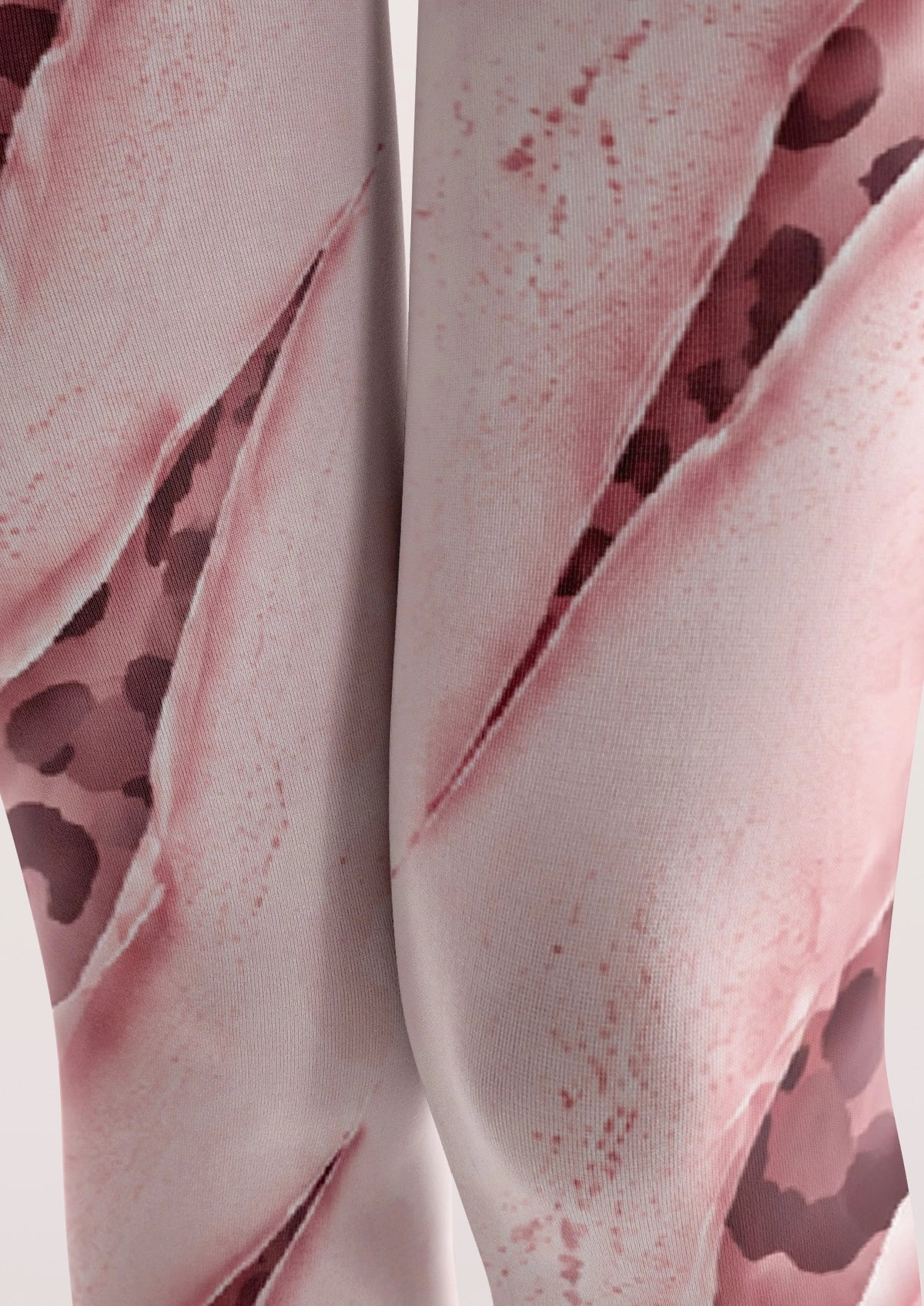 Pink Ripped Leopard Print Tights