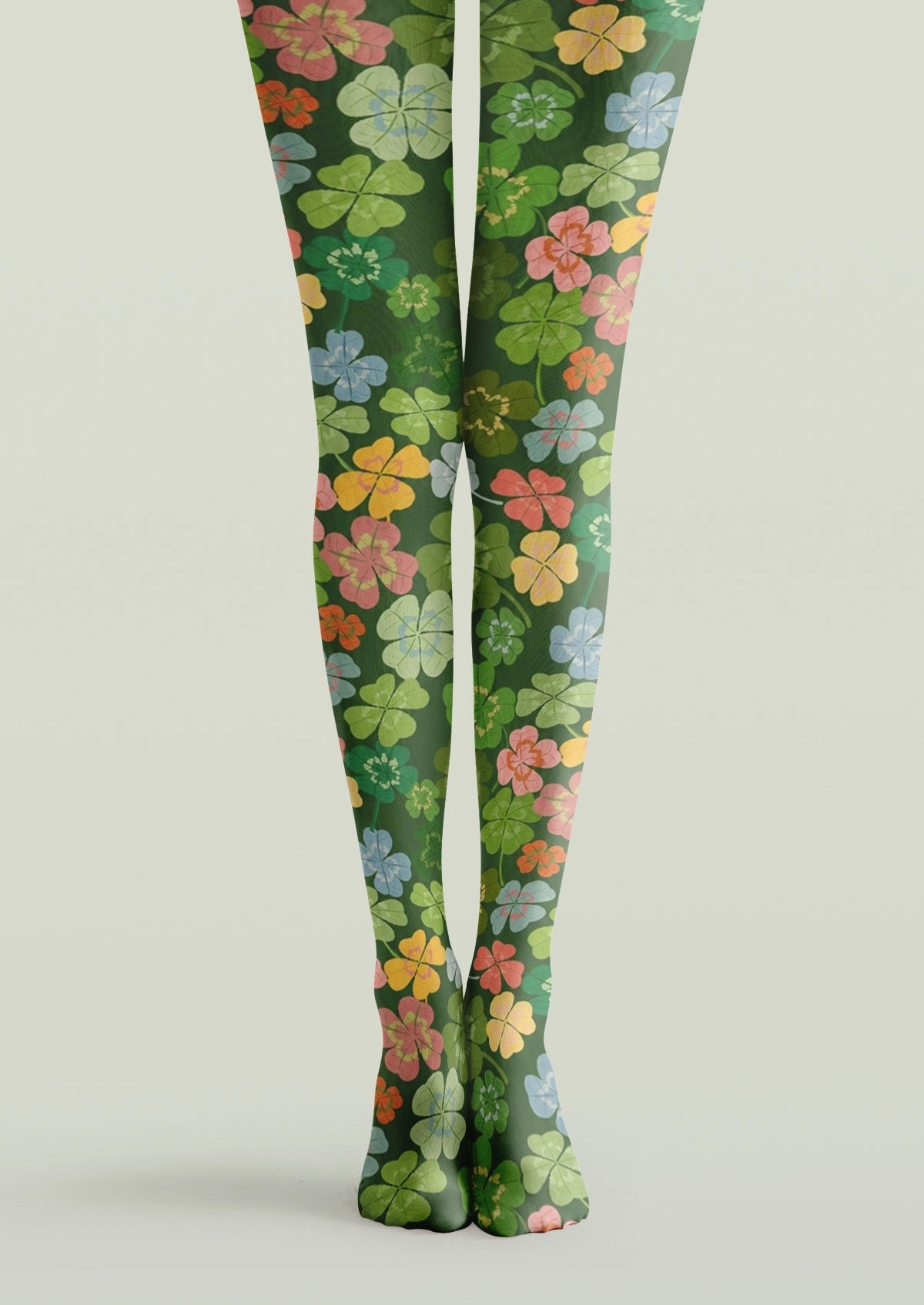 Multicolor Lucky Four-Leaf Clover Tights
